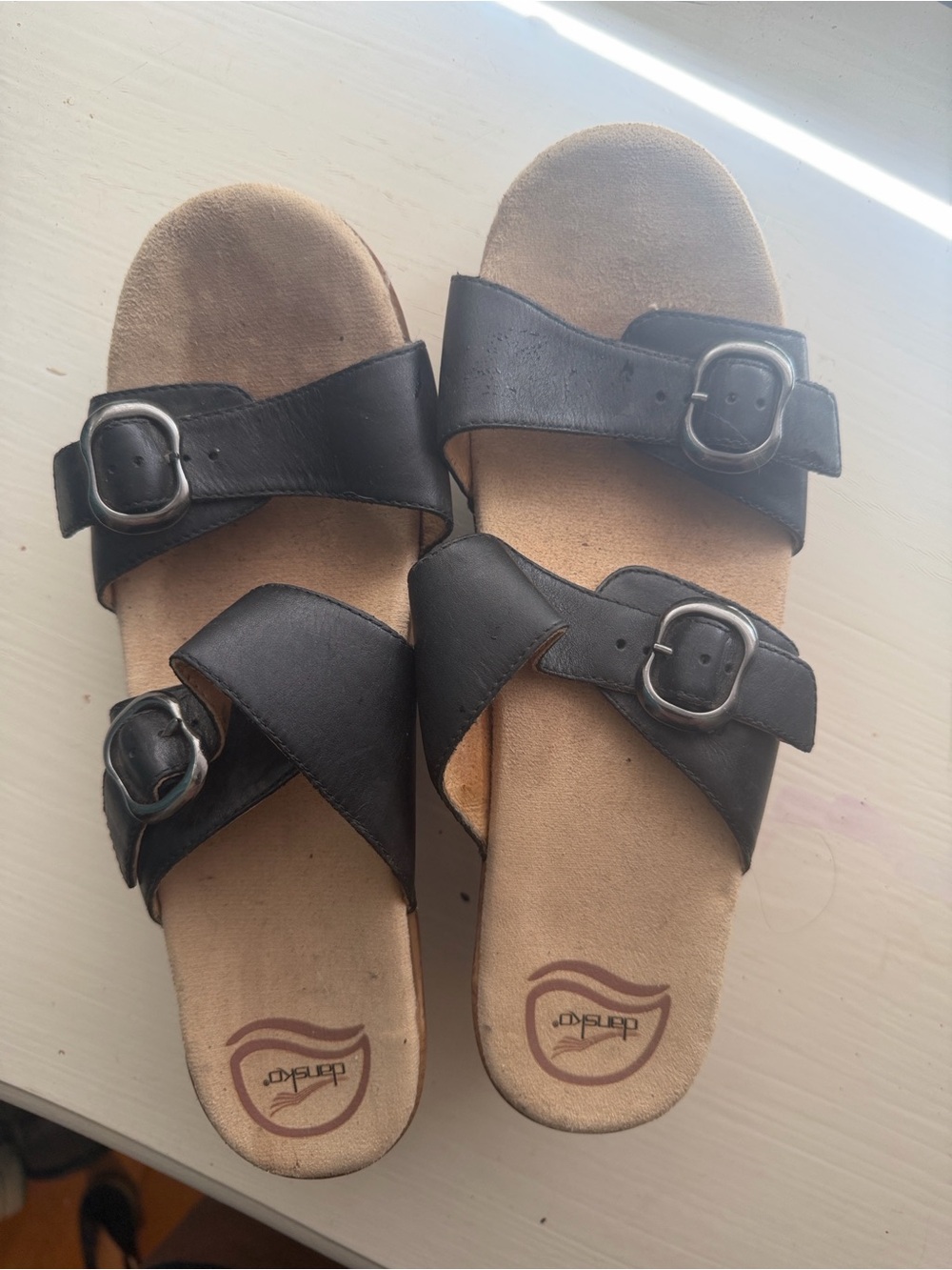 Dansko Black Dual-Buckle Slide Sandals